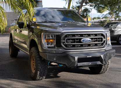 Element Front Bumper with Fixed Light Bar Mount Textured Black 2021-2023 Ford F-150 Go Rhino-7