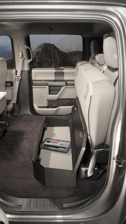 Rear Underseat Lockbox 15-23 F-150 17-23 F-250/350/450 Super Duty w/ Crew Cab 60 Percent Length Black Products Tuffy Security-10