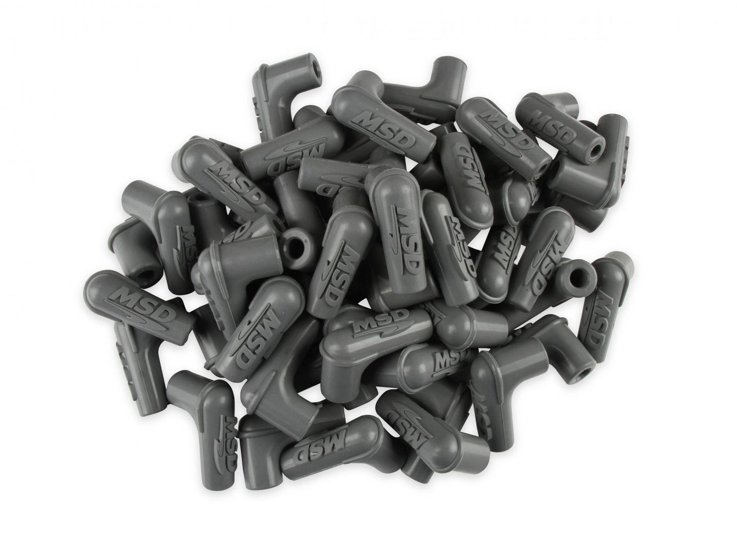 Boots, 90 Degree Logo Spark Plug, Gray Silicone 50Ea Spark Plug Boots, 90 Degree With Logo, Gray Silicone 50Ea MSD Ignition