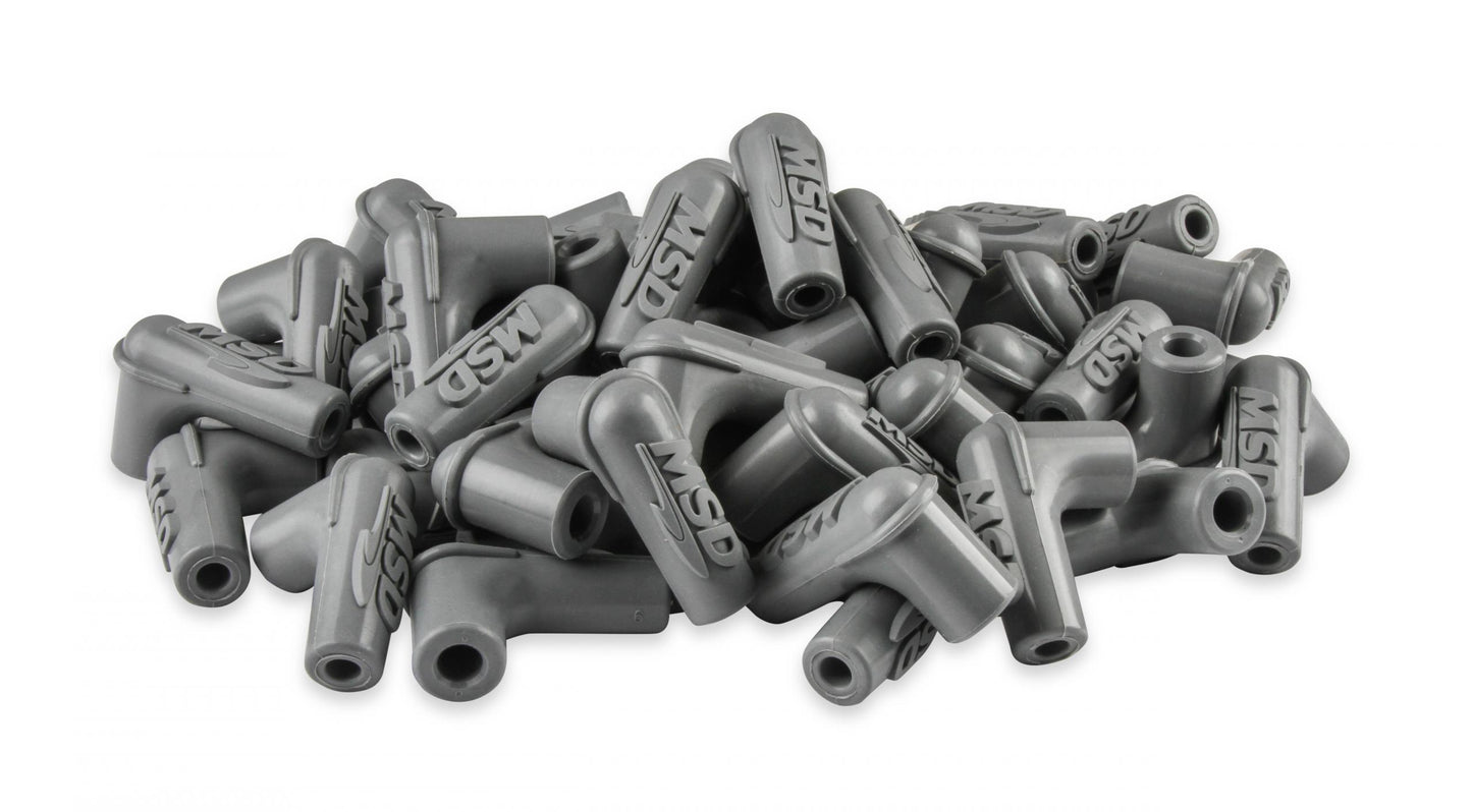 Boots, 90 Degree Logo Spark Plug, Gray Silicone 50Ea Spark Plug Boots, 90 Degree With Logo, Gray Silicone 50Ea MSD Ignition-2