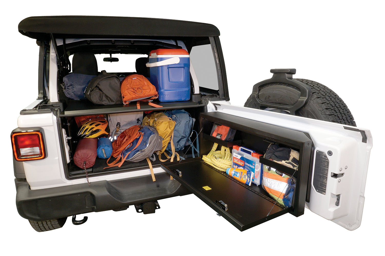 Deluxe Cargo Enclosure - 18-23 Wrangler JL {21-23 Exc. 4XE} 4-Door w/ OEM Subwoofer Black Products Tuffy Security-3