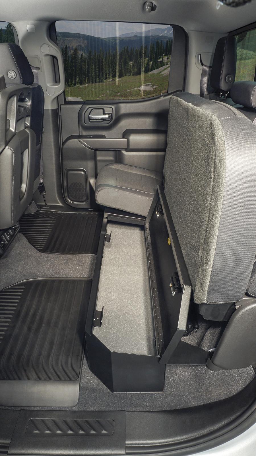 Rear Underseat Lockbox 19-23 Silverado/Sierra 1500 {19 New Body Style} / 20-21 2500HD/3500HD w/ Crew, Extended Cab Black Products Tuffy Security-12