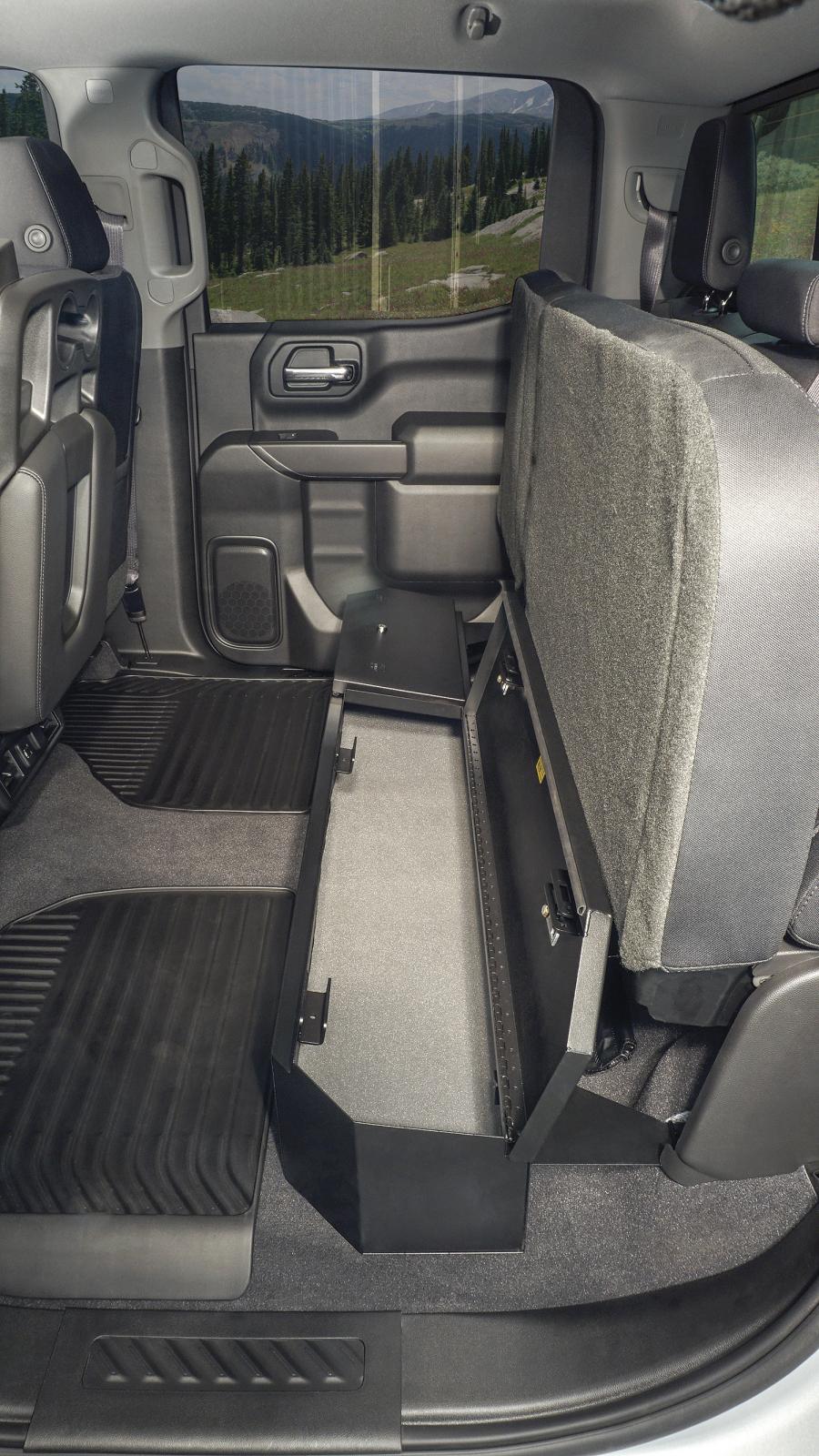 Rear Underseat Lockbox 19-23 Silverado/Sierra 1500 {19 New Body Style} / 20-21 2500HD/3500HD w/ Crew, Extended Cab Black Products Tuffy Security-14