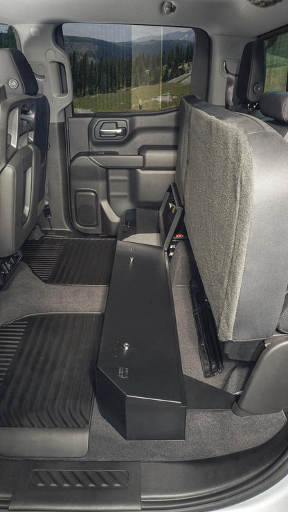 Rear Underseat Lockbox 19-23 Silverado/Sierra 1500 {19 New Body Style} / 20-21 2500HD/3500HD w/ Crew, Extended Cab Black Products Tuffy Security-15