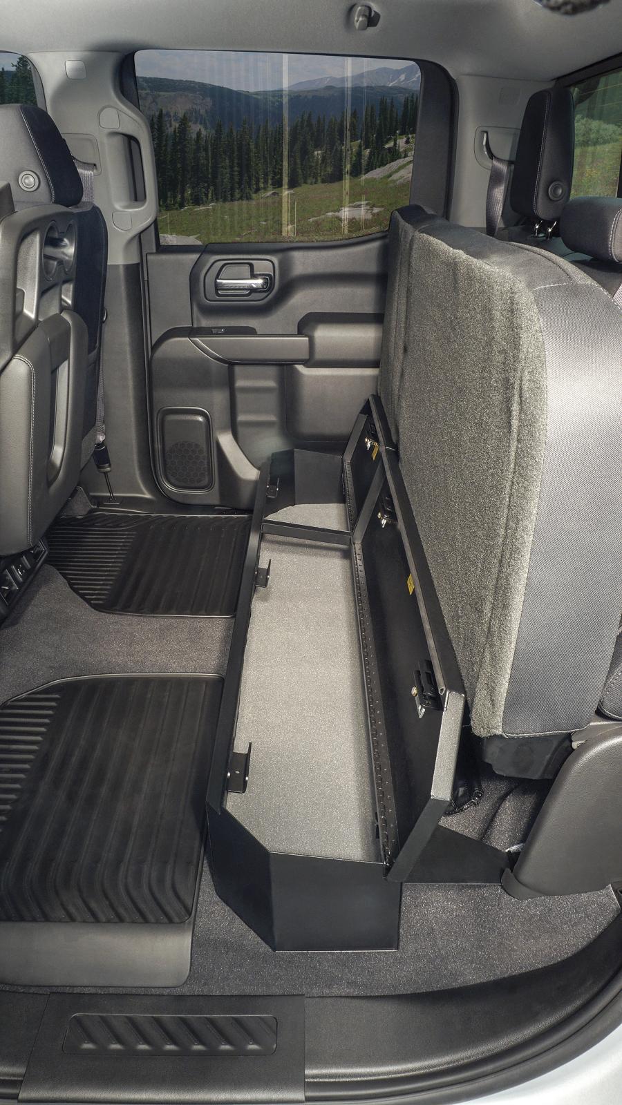 Rear Underseat Lockbox 19-23 Silverado/Sierra 1500 {19 New Body Style} / 20-21 2500HD/3500HD w/ Crew, Extended Cab Black Products Tuffy Security-16