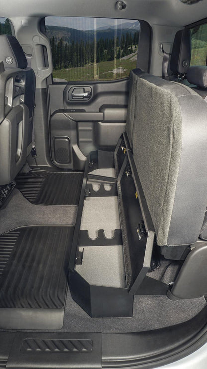 Rear Underseat Lockbox 19-23 Silverado/Sierra 1500 {19 New Body Style} / 20-21 2500HD/3500HD w/ Crew, Extended Cab Black Products Tuffy Security-17