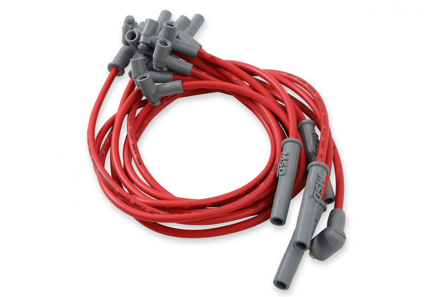 Super Conductor Spark Plug Wire Set Chevy 366-454 W/Hei Cap For Use With Chevy 366-454 With Hei Cap, Red Jacket MSD Ignition-2