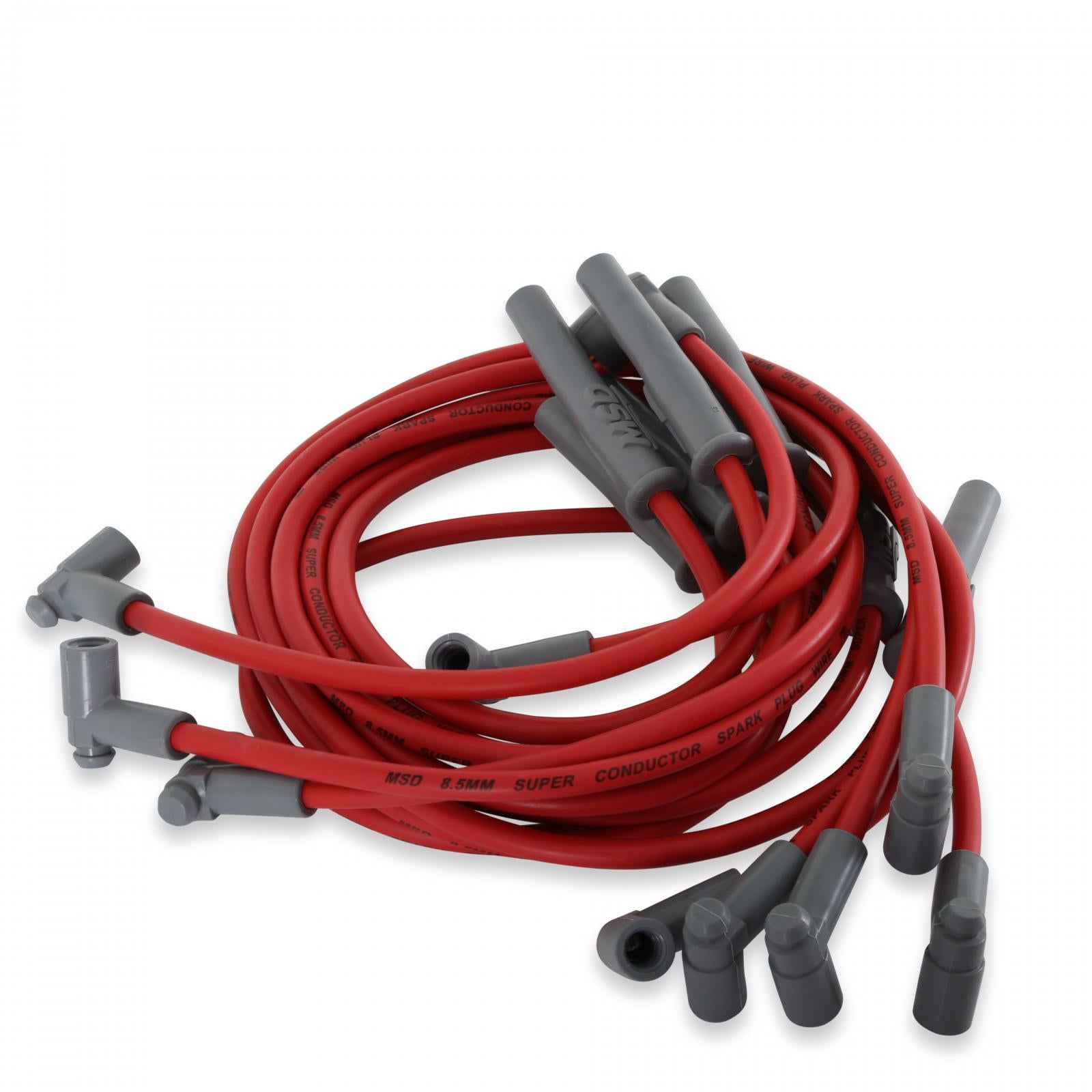 Super Conductor Spark Plug Wire Set Ford 351C-460, W/Hei Cap For Use With Ford 351C-460 With Hei Cap, Red Jacket MSD Ignition