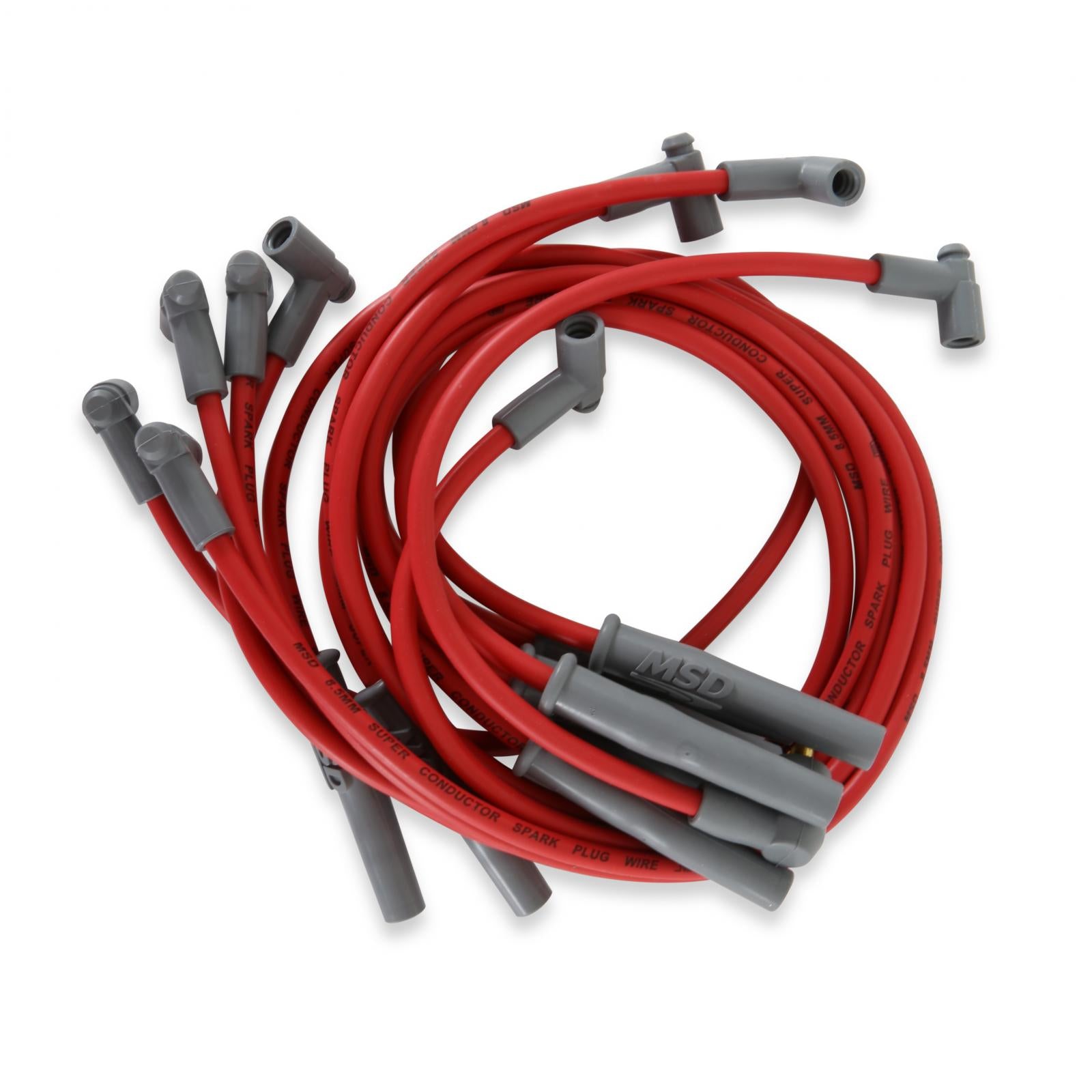 Super Conductor Spark Plug Wire Set Ford 351C-460, W/Hei Cap For Use With Ford 351C-460 With Hei Cap, Red Jacket MSD Ignition-1