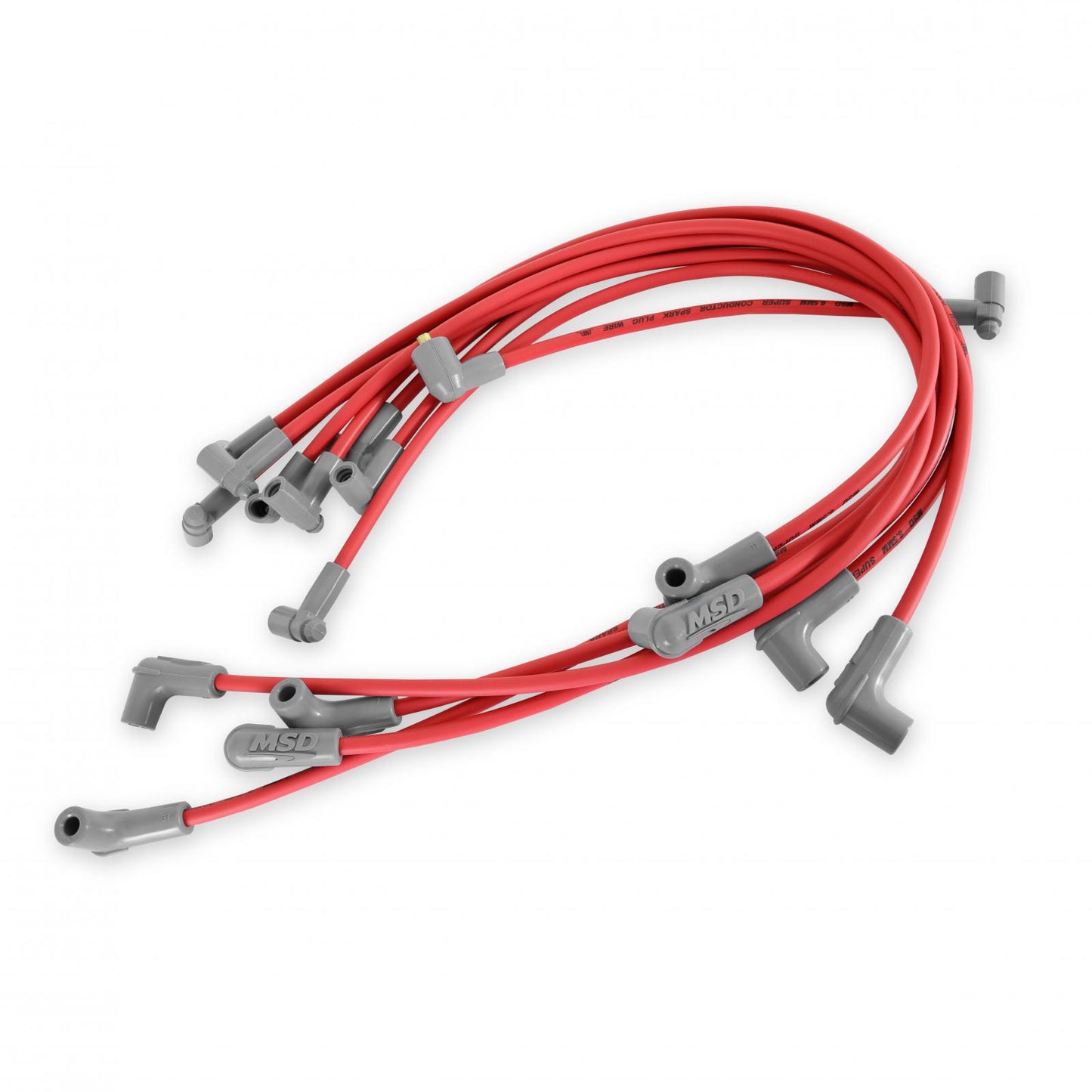 Super Conductor Spark Plug Wire Set Small Block Chevy W/Hei Cap For Use On Chevy Small Block With Hei, Red Jacket MSD Ignition-1