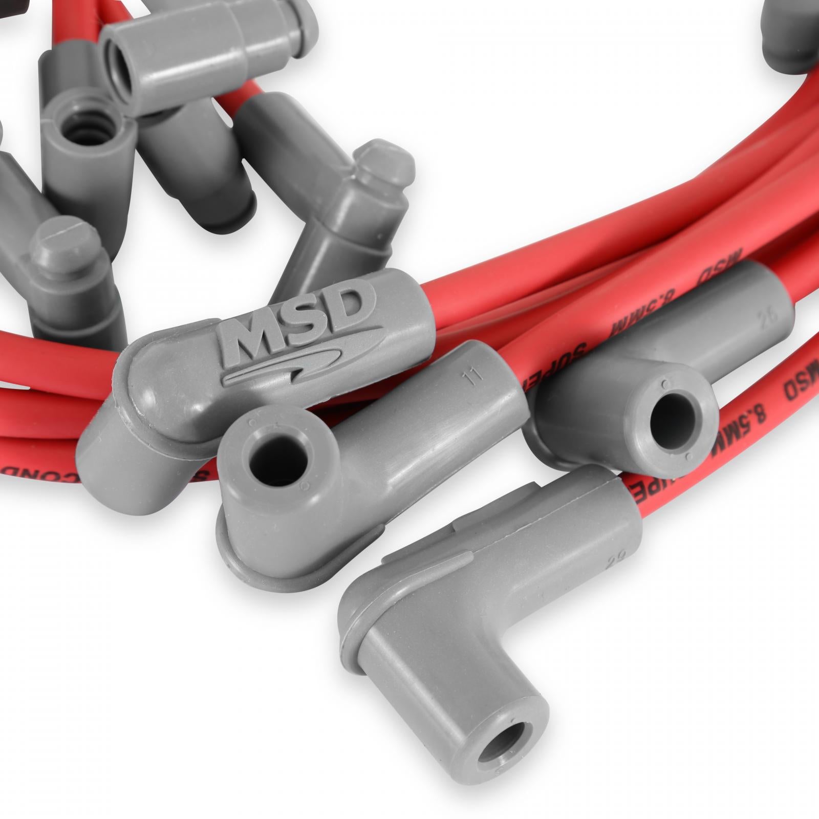 Super Conductor Spark Plug Wire Set Small Block Chevy W/Hei Cap For Use On Chevy Small Block With Hei, Red Jacket MSD Ignition-2