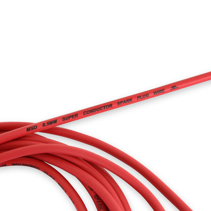 Super Conductor Spark Plug Wire Set Small Block Chevy W/Hei Cap For Use On Chevy Small Block With Hei, Red Jacket MSD Ignition-5