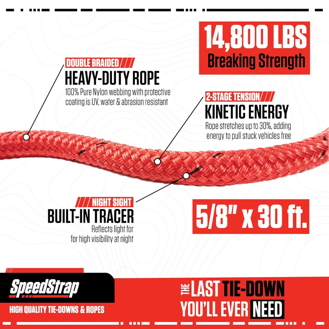 5/8 Inch Lil Mama Kinetic Recovery Rope - 30 Foot PRP Seats-2