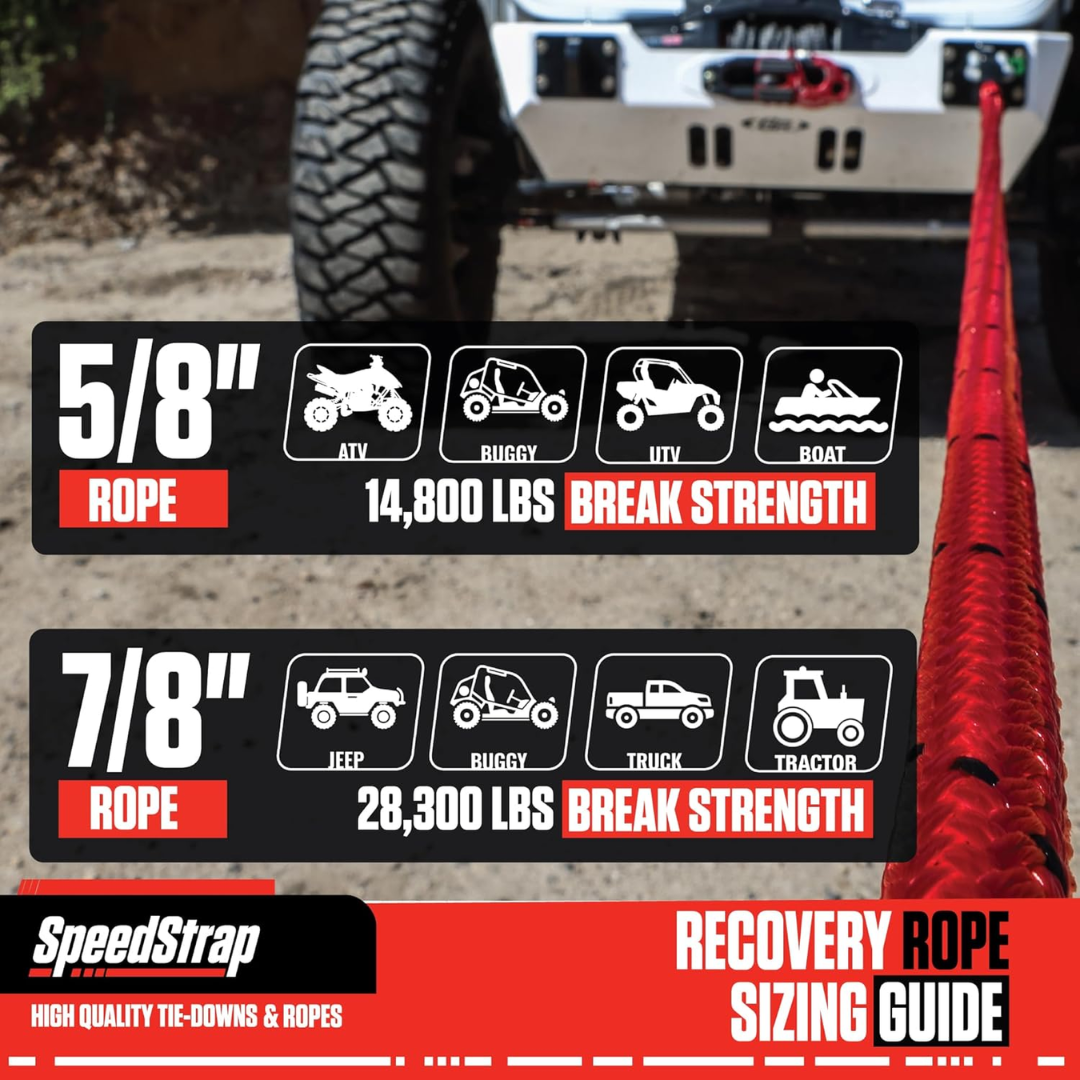 5/8 Inch Lil Mama Kinetic Recovery Rope - 30 Foot PRP Seats-5