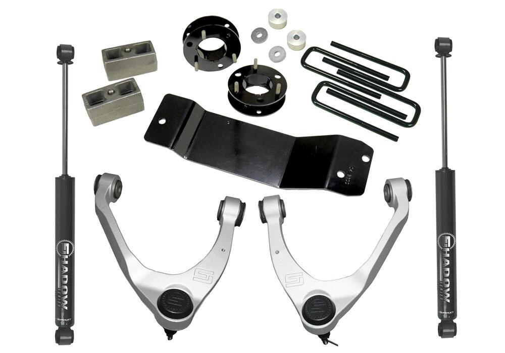 3.5 Inch Lift Kit 2014-2018 Chevy Silverado and GMC Sierra 4WD with Aluminum or Stamp Steel Control arms with Shocks Superlift-11