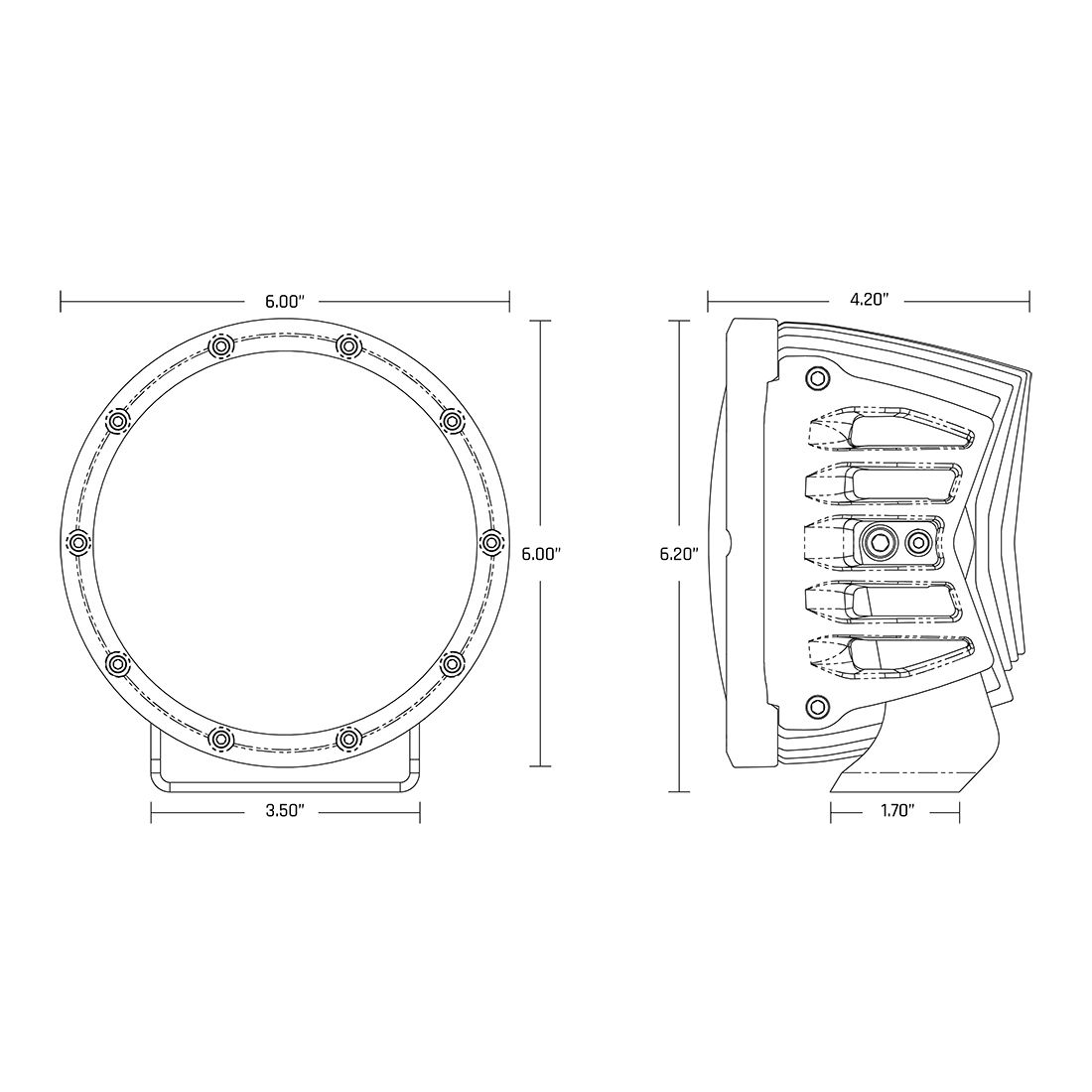 360-Series 6 Inch Spot with Amber PRO Lens Pair Rigid Industries-3
