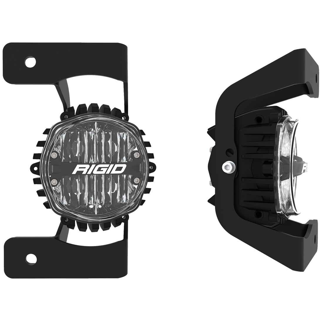 Jeep JL/Gladiator 3 Piece Steel Bumper Fog Kit For 18-Pres Jeep JL Rubicon/Gladiator JT With 1 Set 360-Series 4.0 Inch SAE Yellow Lights Rigid Industries