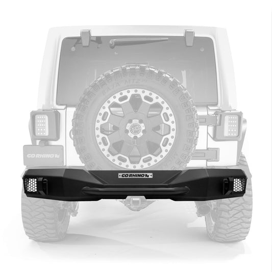 Rockline Rear Stubby Bumper Textured Black For 2007-2018 Jeep Wrangler JK Go Rhino