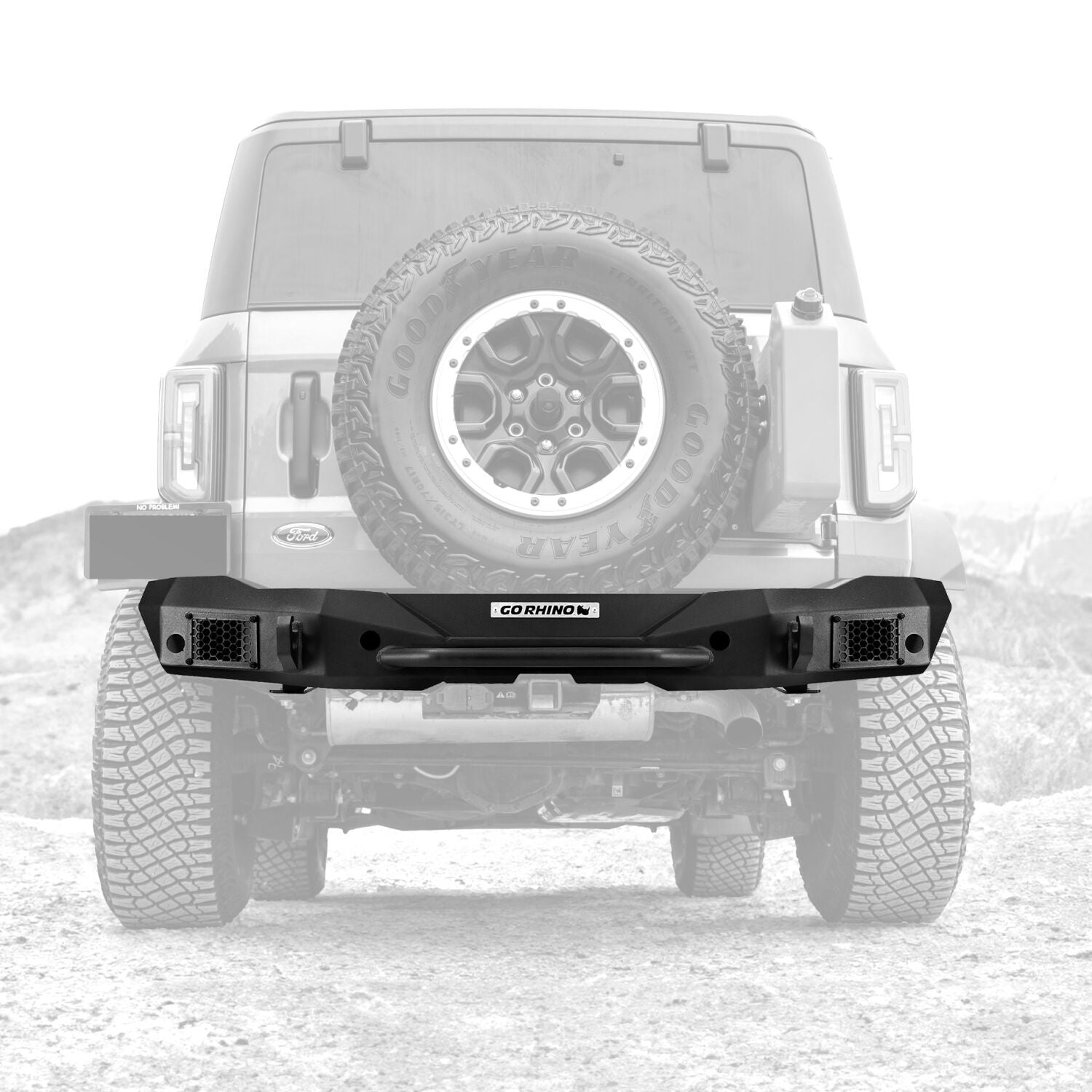 Rockline Rear Full Width Bumper for Ford Bronco Textured Black 2021-2026 Ford Bronco Go Rhino-2