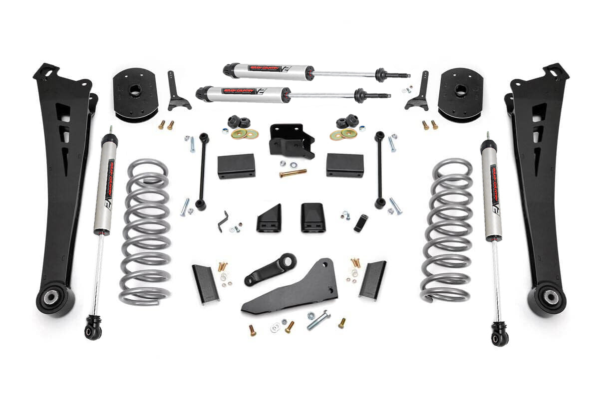 Rough Country 5 Inch Lift Kit FR Gas Coil Radius Arms 14-18 Ram 2500 4WD Rough Country