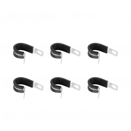 Adel Mount Clamps 3/4 Inch 6 Pieces Steel Clamp w/ Insulating Rubber compound means easier mounting of wire, fuel hoses, etc., to any solid surface. 3/4 Inch I.D. Six per set Mr Gasket