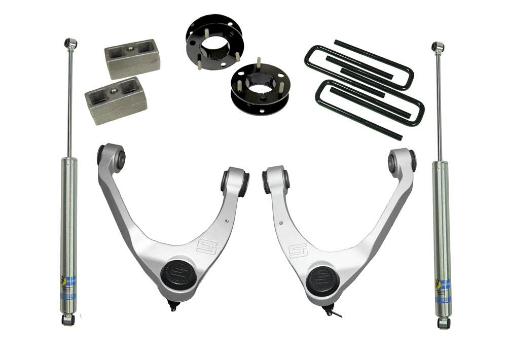 3.5 Inch Lift Kit 2014-2018 Chevy Silverado and GMC Sierra 2WD with Aluminum or Stamp Steel Control arms with Shocks Superlift-1