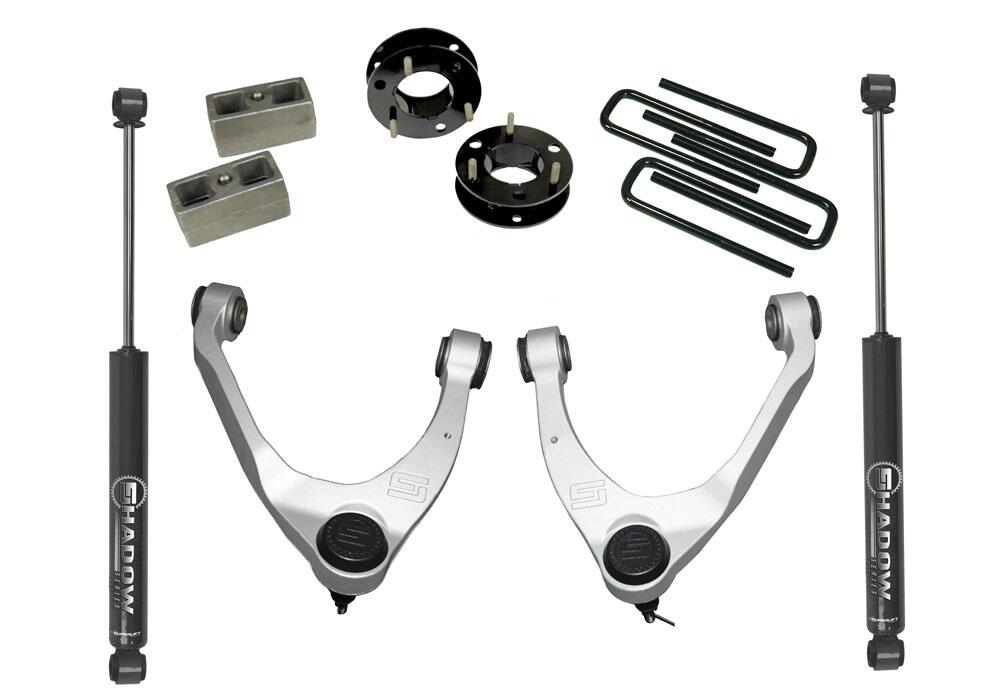 3.5 Inch Lift Kit 2014-2018 Chevy Silverado and GMC Sierra 2WD with Aluminum or Stamp Steel Control arms with Shocks Superlift-6