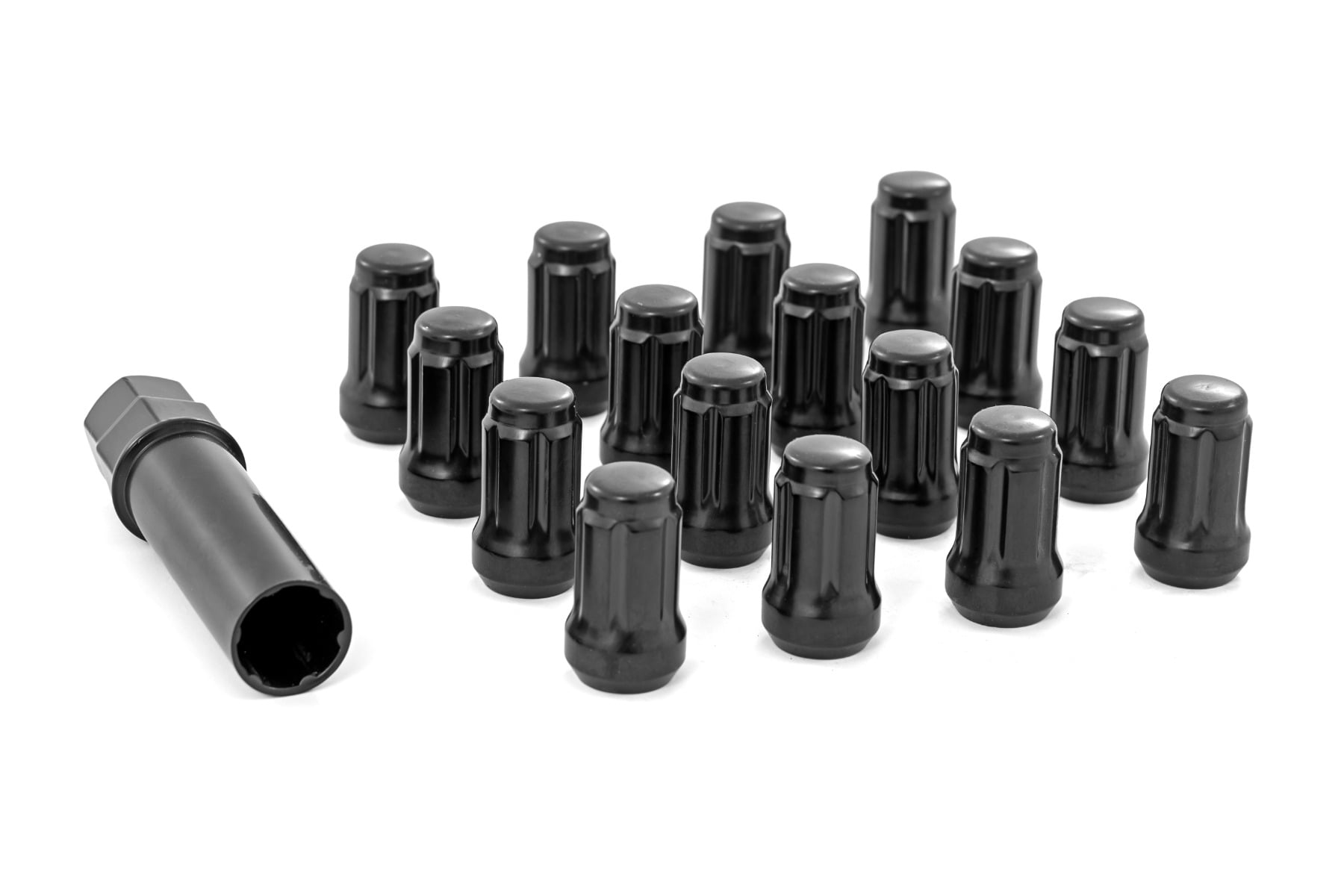 Lug Nut Set M10x1.25 16 Qty Splined Black Rough Country