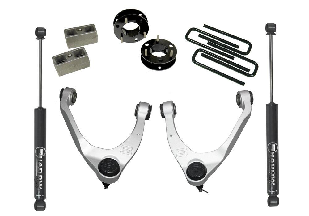 3.5 Inch Lift Kit 2007-2016 Chevy Silverado and GMC Sierra 2WD with Cast Steel Control arms with Shocks Superlift-4