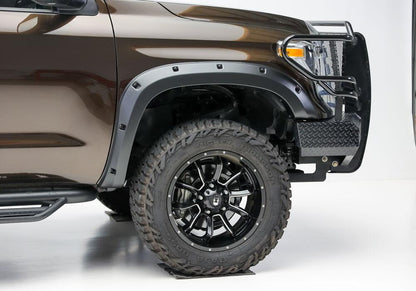 Black Forge Pocket/Rivet Textured Finish 4-Pc Fender Flare Set For 14-21 Toyota Tundra Bushwacker-1