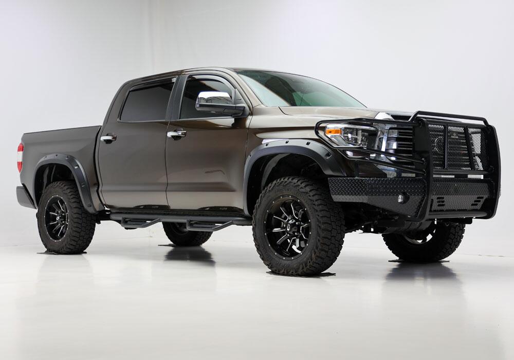 Black Forge Pocket/Rivet Textured Finish 4-Pc Fender Flare Set For 14-21 Toyota Tundra Bushwacker-2
