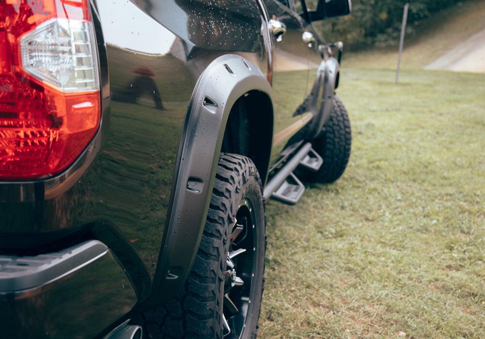 Black Forge Pocket/Rivet Textured Finish 4-Pc Fender Flare Set For 14-21 Toyota Tundra Bushwacker-3
