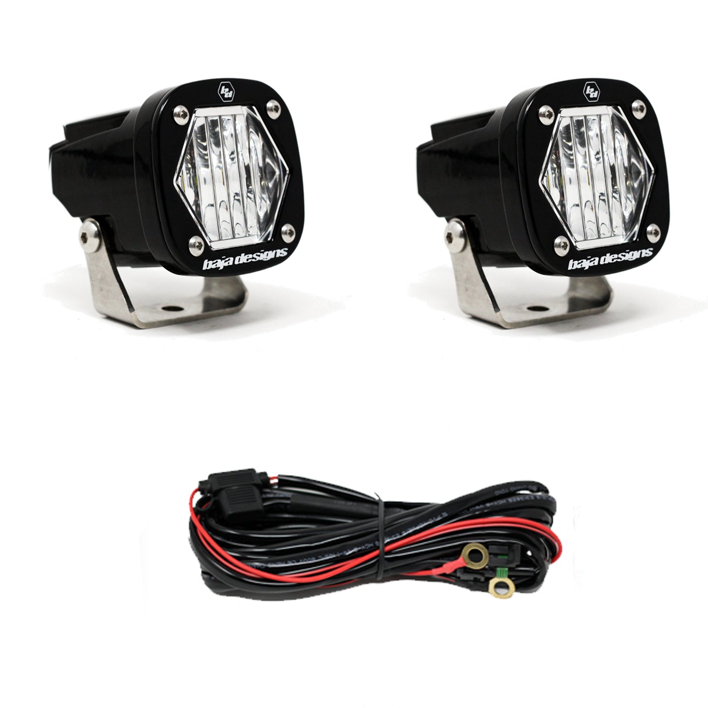 S1 Black LED Light Pod Pair (Wide Cornering, Clear) Baja Designs
