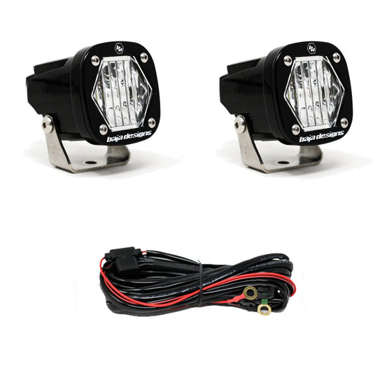 S1 Black LED Light Pod Pair (Wide Cornering, Clear) Baja Designs