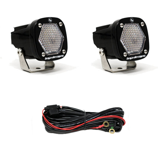 S1 Black LED Light Pod Pair (Work/Scene, Clear) Baja Designs