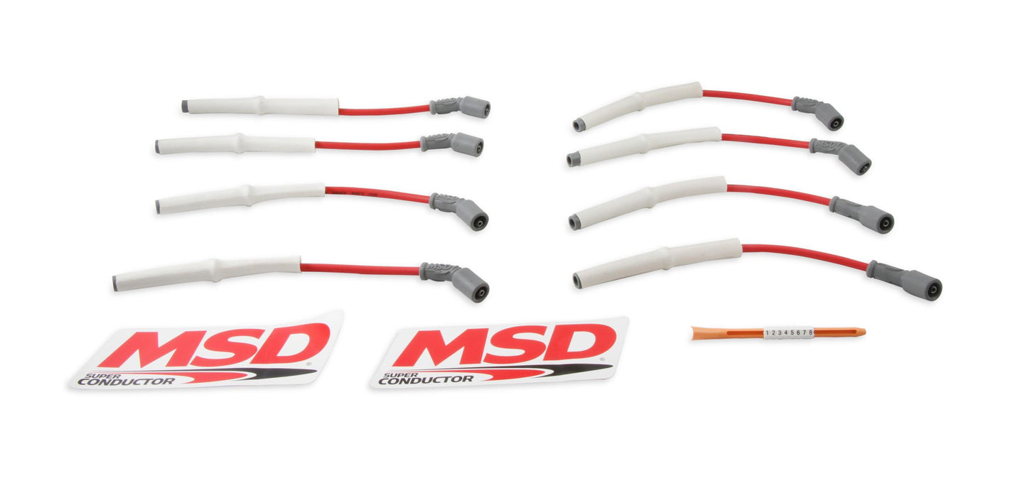 Super Conductor Spark Plug Wire Set GM 2001, Truck, 8.1L For Use On GM 2001 Trucks With 8.1L Engines, Red Jacket MSD Ignition-1