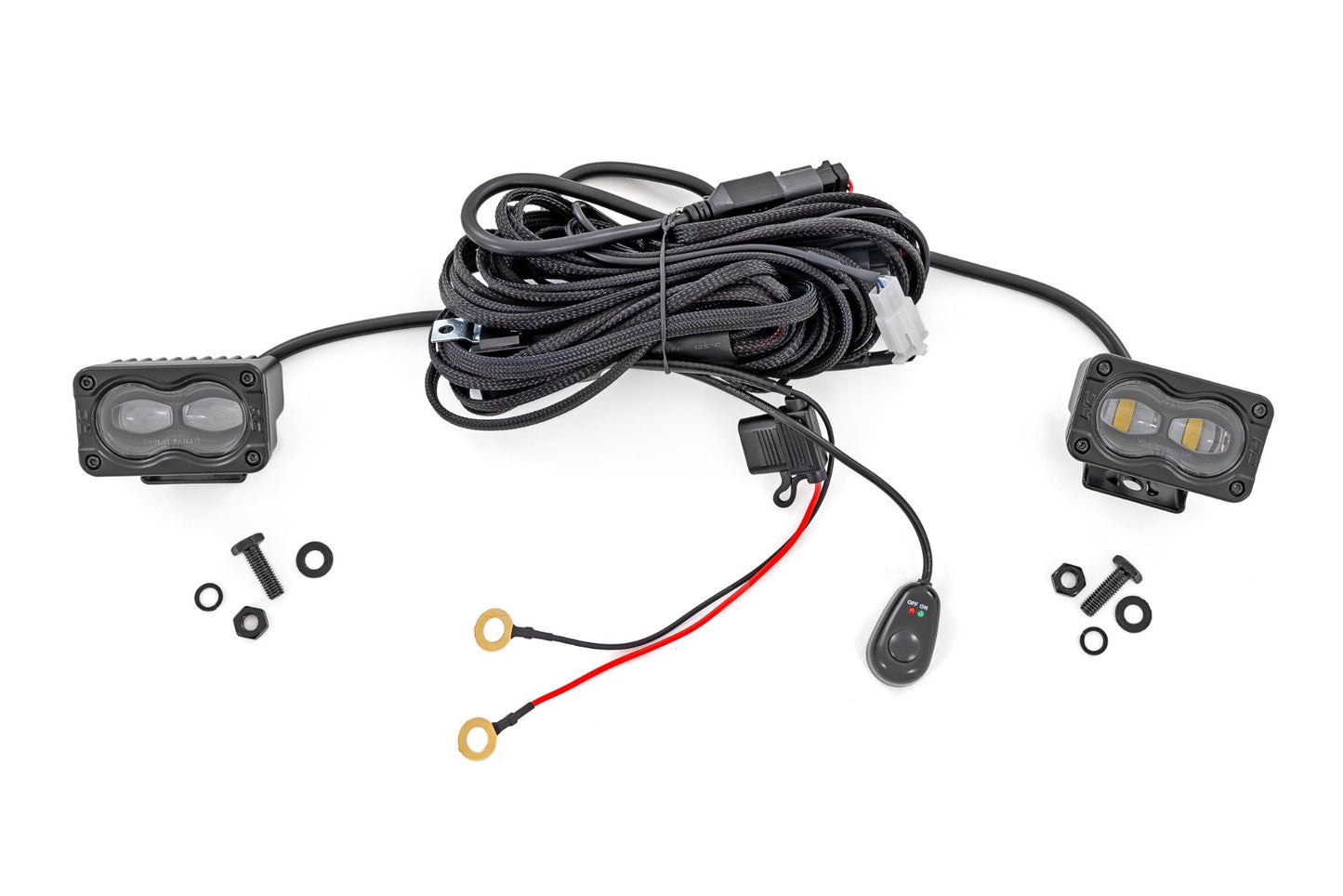 3x1.75 Inch Black Series LED Slim Aux | SAE Fog | Pair Rough Country