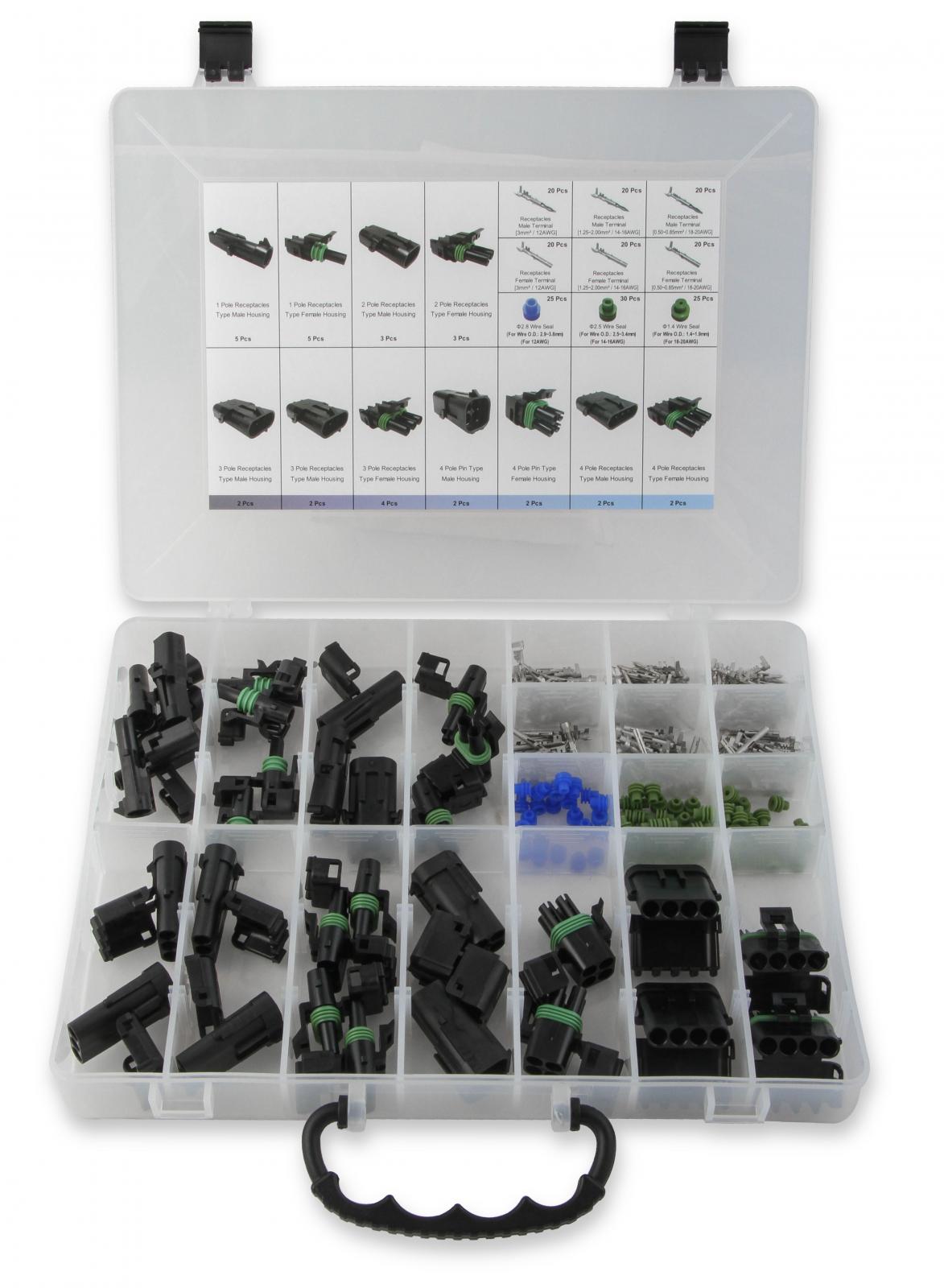 Weatherproof Connector Kit 232-Piece Weatherpack Connector Kit with Plastic Case Mr Gasket-1