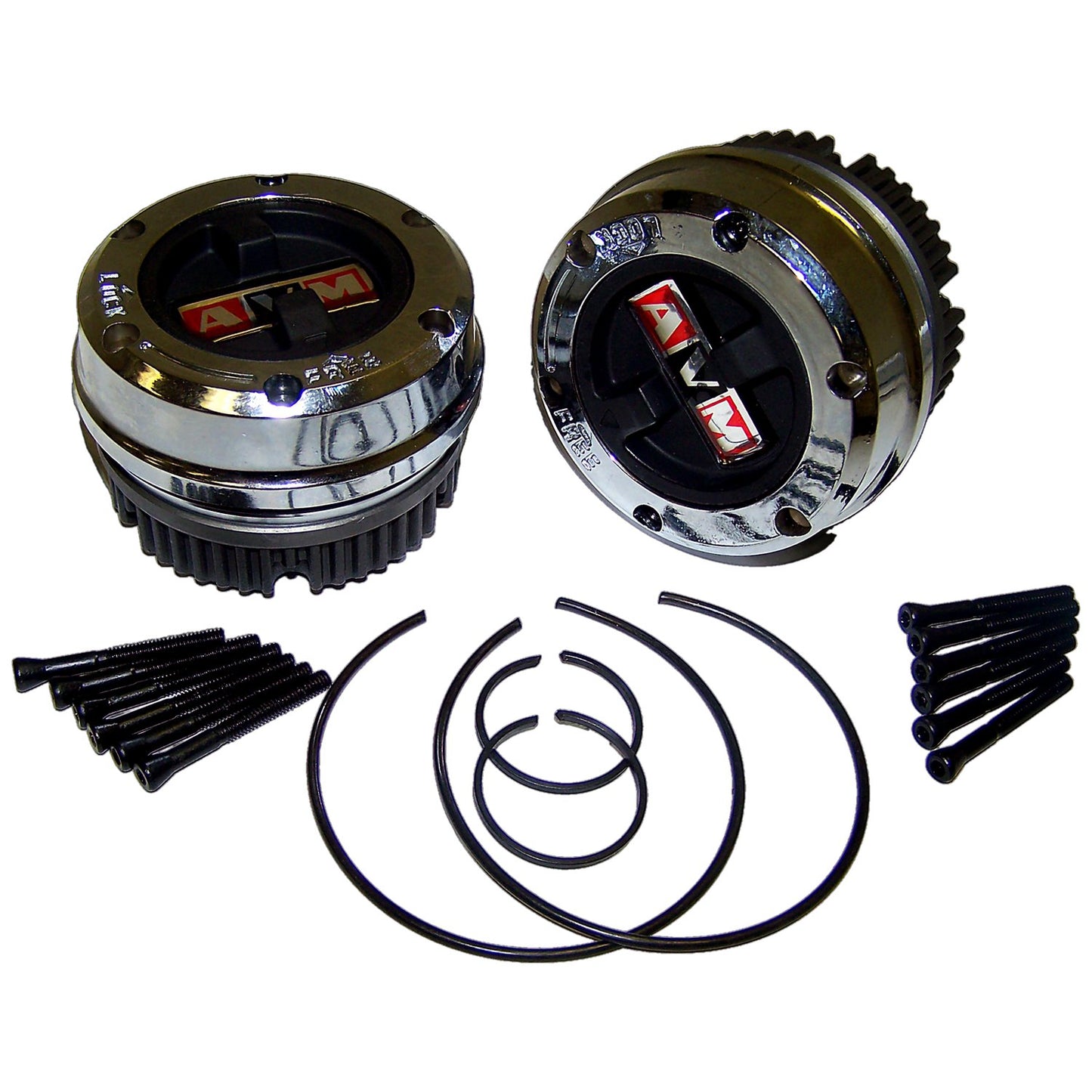 Locking Hub Set for 1974-1991 Jeep SJ, J-Series w/ D44 Front Axle, 19-Spline Hub Crown Automotive-1