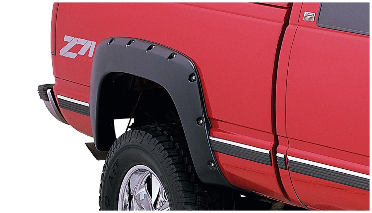 Black Pocket/Rivet Style Smooth Finish Rear Fender Flares For 1988-1999 Chevrolet C/K 1500, R2500 1992-1994 Blazer 1997-1999 Tahoe Bushwacker
