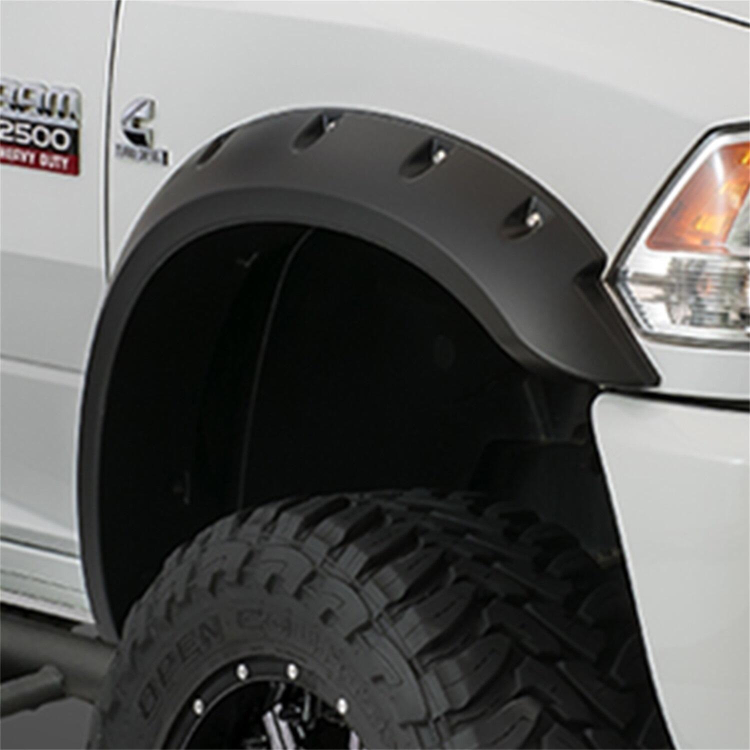 Black Max Coverage Pocket/Rivet Style Smooth Finish Front Fender Flares For 2019 Chevrolet Silverado 1500 Ld, 2014-2018 Silverado 1500 2015-2019 Silverado 2500HD, 3500HD Fits 78.8/97.8 Inch Bed Bushwacker