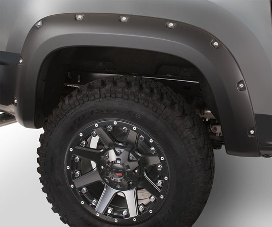 Black Pocket/Rivet Style Smooth Finish Rear Fender Flares For 19-26 GMC Sierra 1500 Bushwacker