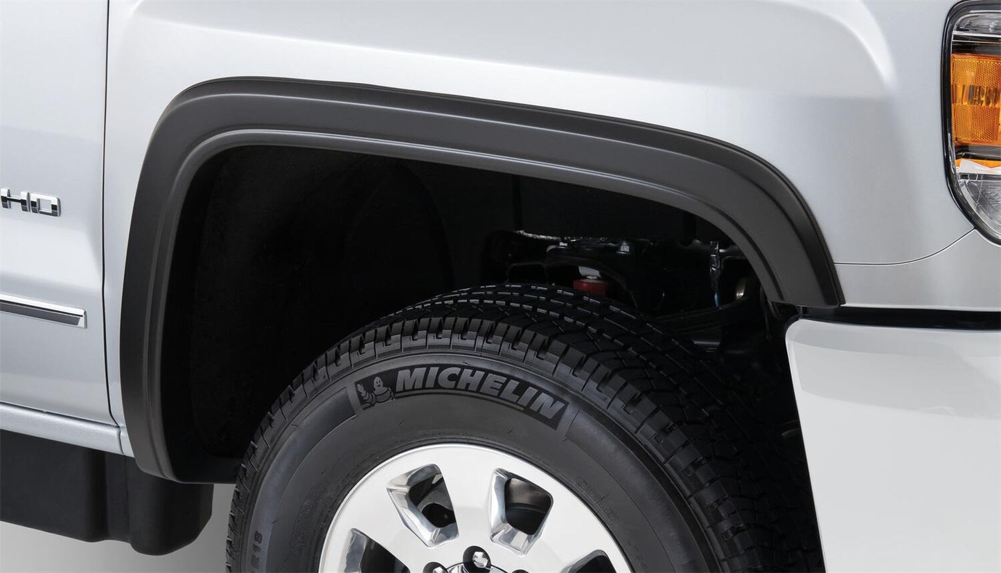 Black OE Style Smooth Finish Front Fender Flares For 2015-2018 GMC Sierra 2500 Hd/3500 Hd Bushwacker