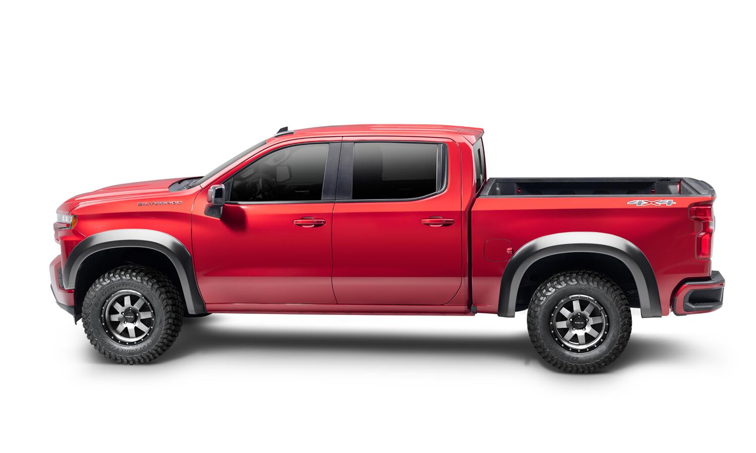 Black Extendafender Fender Flares Smooth Finish 2-Piece Rear For 19-26 Chevrolet Silverado 1500 2022 Chevrolet Silverado 1500 Ltd Bushwacker-1