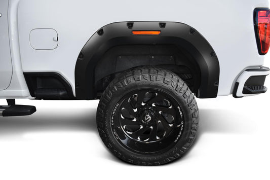 Black Pocket/Rivet Style Smooth Finish Rear Fender Flares For 2020-2026 GMC Sierra 2500/3500 Bushwacker