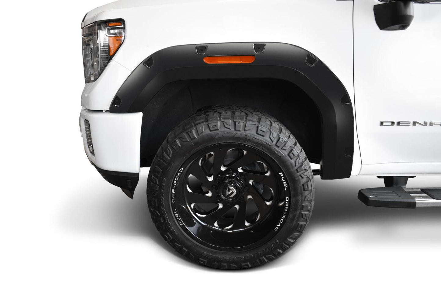 Black Pocket/Rivet Style Smooth Finish Front Fender Flares For 2019-2026 Chevrolet Silverado 1500 2022 Chevrolet Silverado 1500 Ltd Bushwacker