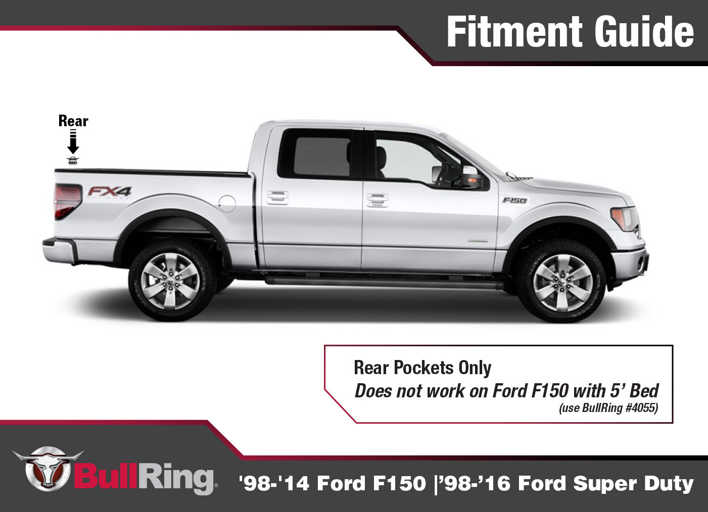 Ford Flush Fit Retractable Tie Down Anchors Rear only '98-'14 Ford F150 '98-'16 Ford F-250/F-350 Super Duty Bullring SpeedStrap-5