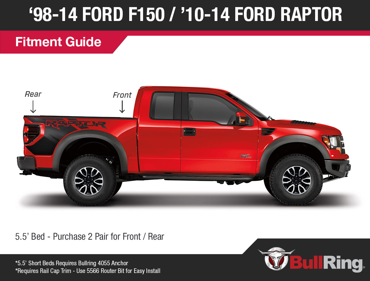 Ford Shorty Low Profile Retractable Tie Down Anchors '98-14 Ford F150 with 5.5' Bed '10-14 Ford Raptor Bullring SpeedStrap-7
