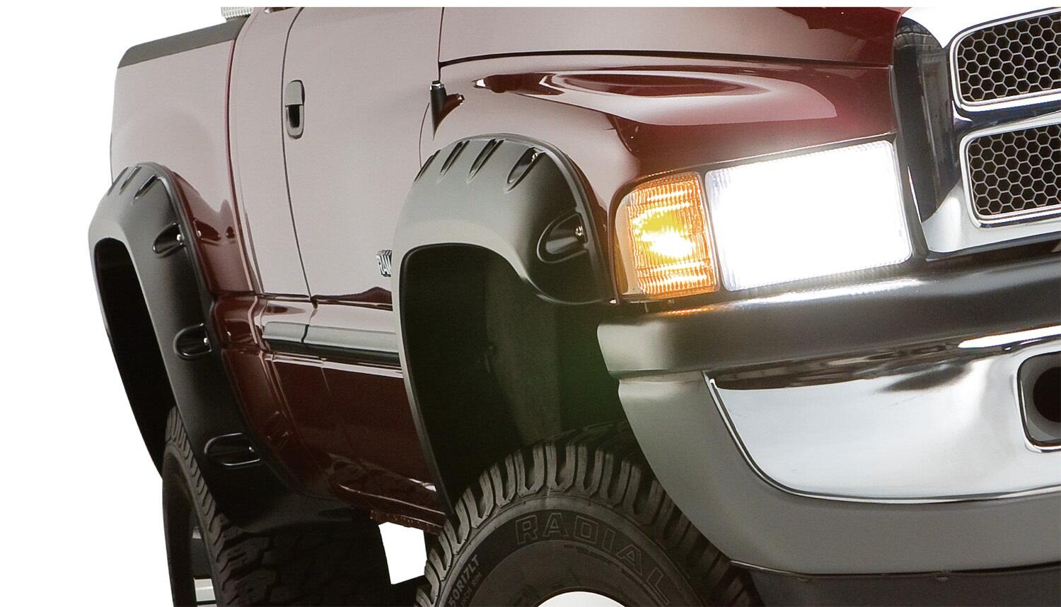 Pocket/Rivet Style Color Matched White Frost Tricoat 4-Piece Fender Flare Set For 19-23 GMC Sierra 1500 Bushwacker