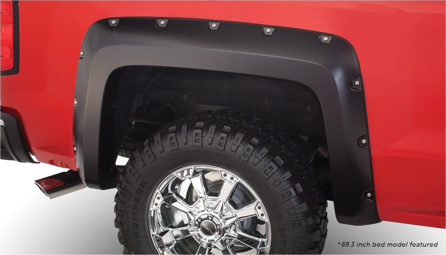 Black Pocket/Rivet Style Smooth Finish 4-Piece Fender Flare Set For 2007-2013 Silverado 1500 2007-2014 Silverado 2500 Hd/3500 Hd Fits 78, 78.7/97.6 Inch Bed Bushwacker-2